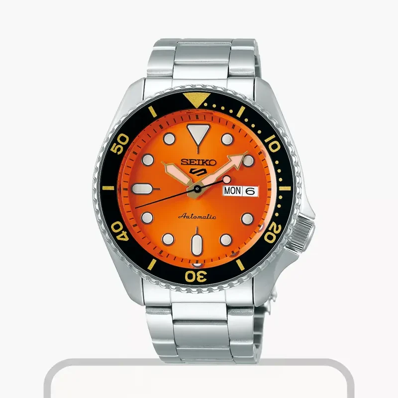 Seiko 5 Sports Analogue Automatic Orange Dial Men's Watch- SRPD59K1